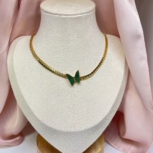 Cuban Green Butterfly Necklace 18k plated